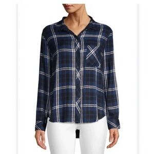 RAILS Hunter Plaid Button Down Shirt in Navy Almond Tinsel Small